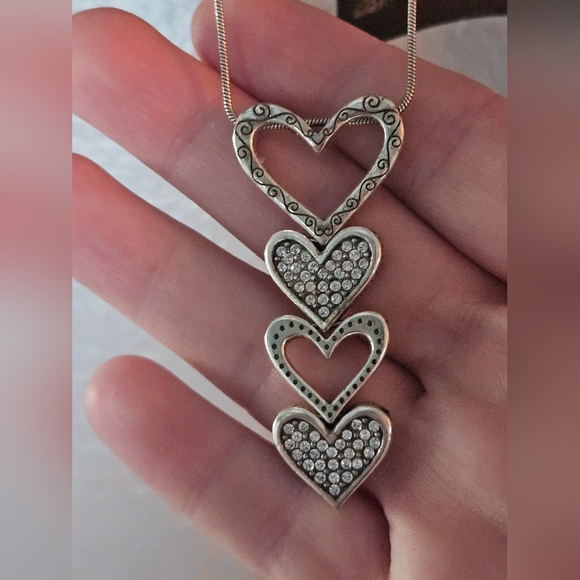 Brighton Fall in Love Heart Pave Crystal Necklace w / Scroll work - Picture 3 of 7